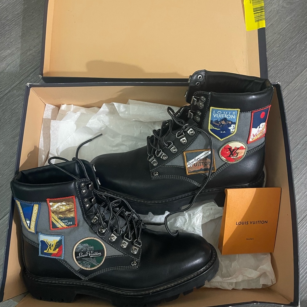 Louis Vuitton Black and Gray Leather Boots - Picture 2 of 6